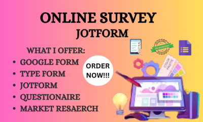 I will create online survey form Google Form JotForm Typeform