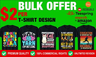 I Will Create Print Ready T-Shirt Designs for Amazon, Etsy, Redbubble, and More