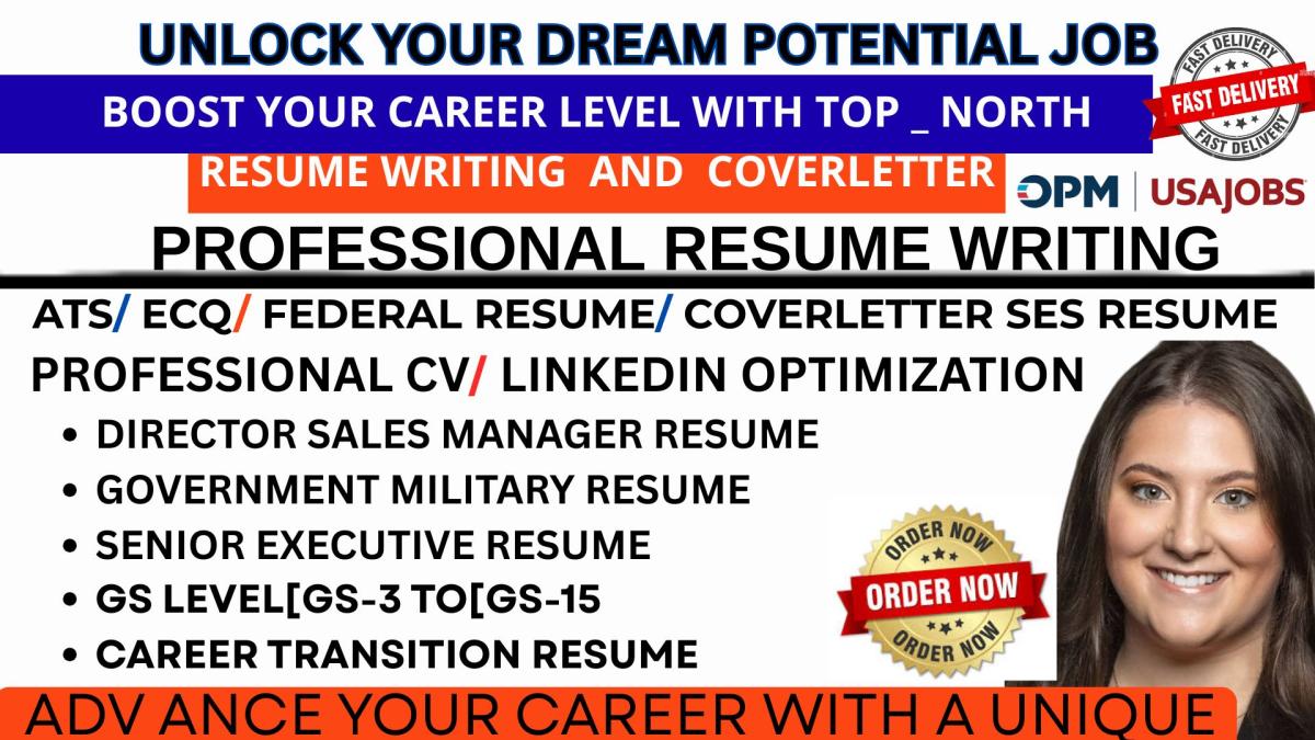 I will do executive resume federal resume coverletter ats resume for level ceo cfo ecqs