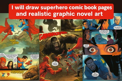 I Will Draw Superhero Comic Book Pages and Realistic Graphic Novel Art