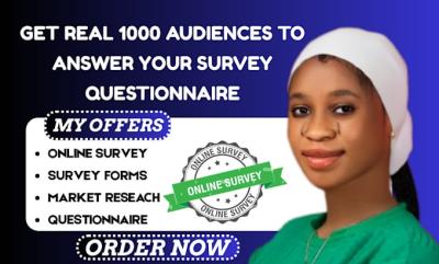 I will create an online survey and deliver 1,000 verified respondents