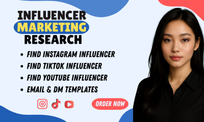 i will Find Instagram, YouTube, and TikTok Influencers List for Influencer Marketing or Your Unique Needs