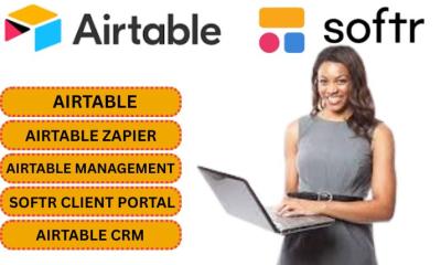 I will Airtable, Airtable Management, Softr, Softr Client Portal, Airtable Zapier, CRM
