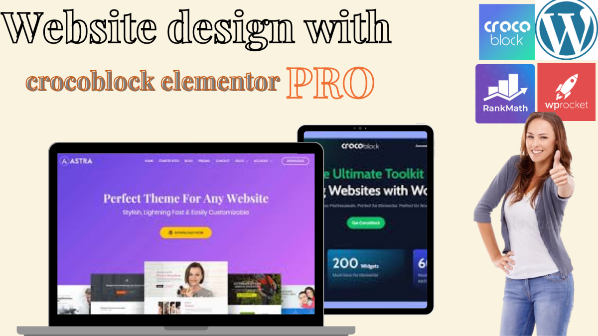 I will build website using Elementor Pro, Crocoblock, JetEngine, and Astra Pro