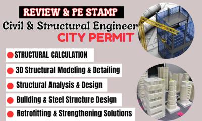 I will be a Structural Engineer USA PE Stamp, Texas Stamp, MEP Plan, City Permit
