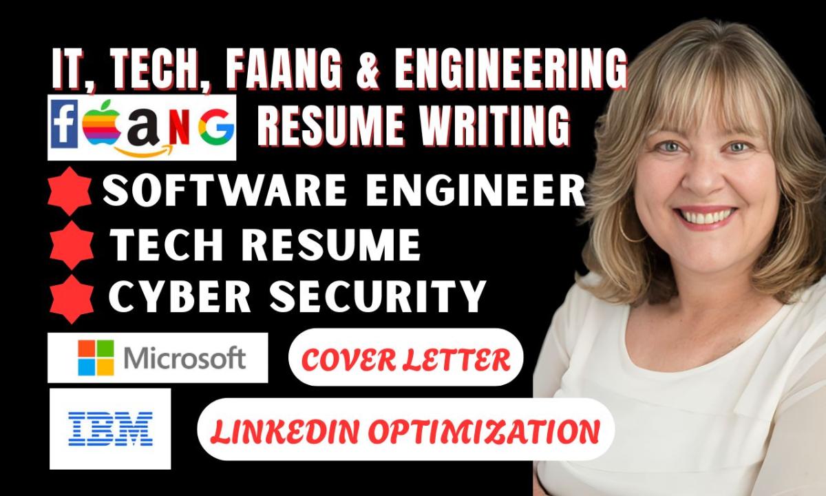 I will write FAANG, Software Engineer Resume, Tech Resume, Engineering Resume, LinkedIn