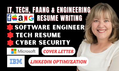 I will write FAANG, Software Engineer Resume, Tech Resume, Engineering Resume, LinkedIn