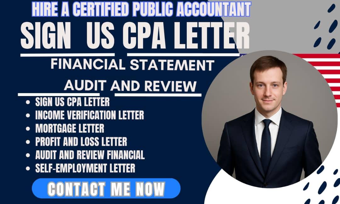 I will audit financial statement US CPA, review financial statement, sign CPA letter