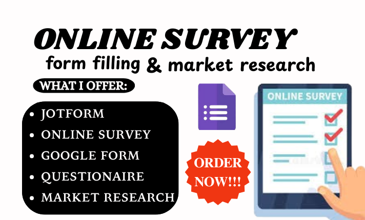 I will create online survey JotForm Google Form questionnaire