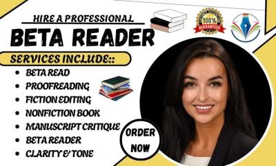 I Will Beta Read, Critique, and Proofread Your Fiction or Nonfiction Book