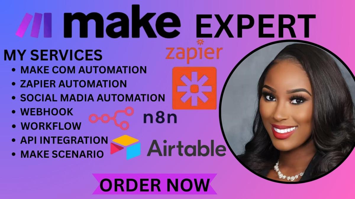 I will setup make com automation fix scenarios tutor expert api made com zapier n8n