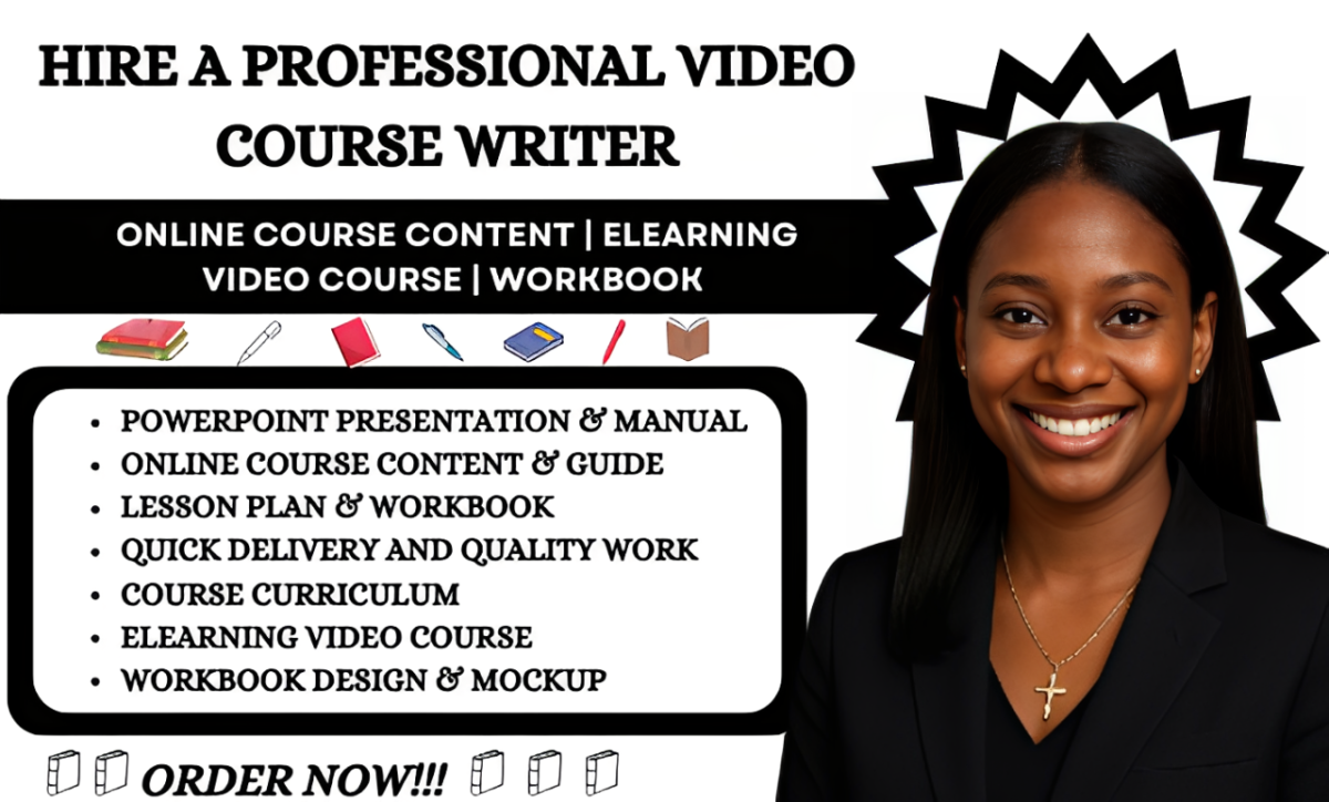 I will create online course content, video course, eLearning video and course creation