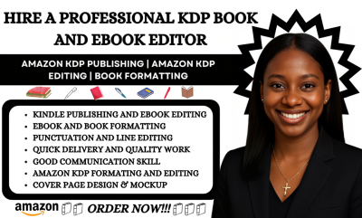 I will do Amazon KDP Book Editing and Formatting, Kindle Book Publishing, Book Editor