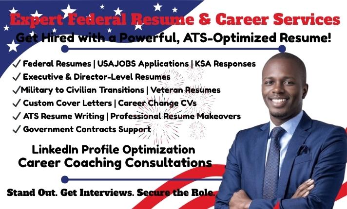 I will write USAJOBS Federal Resume, Executive Resume, Government Resume, and Cover Letter