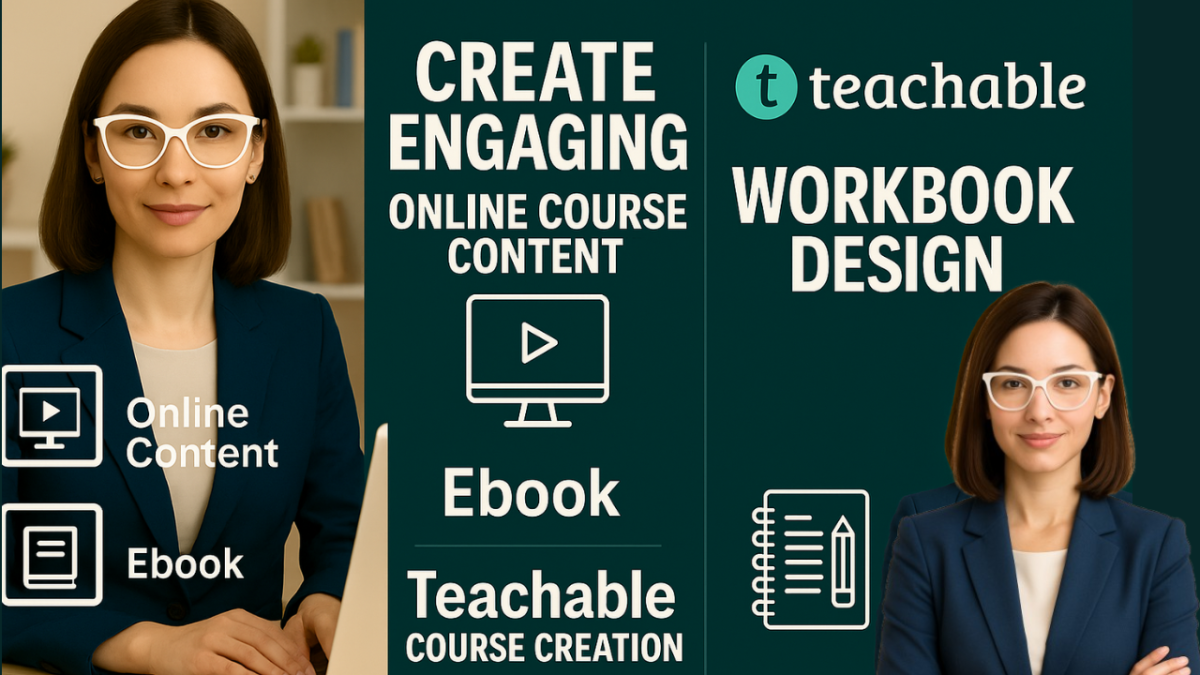 I Will Create Ebook, Online Course Content, Teachable Course, Creation, Workbook Design