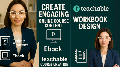 I Will Create Ebook, Online Course Content, Teachable Course, Creation, Workbook Design