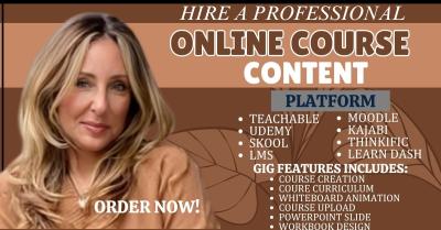 I will create lesson plan Udemy course video course creation Thinkific course curriculum
