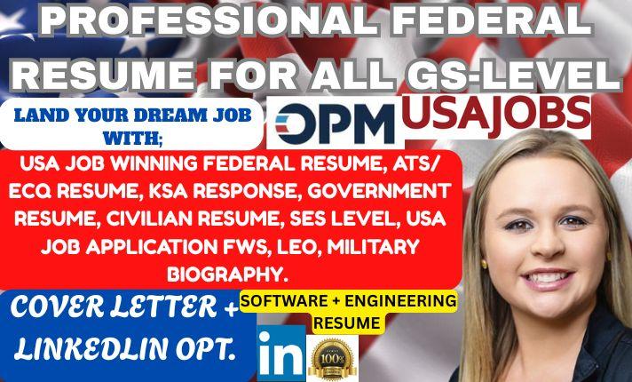 I will write federal resume for USAJOBS, government resume cover letter, resume writing