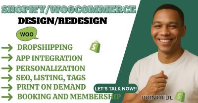 I will create Shopify WooCommerce POD store with Printful Printify setup