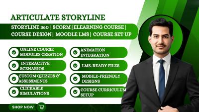 I will design an interactive and engaging eLearning course using Articulate Storyline