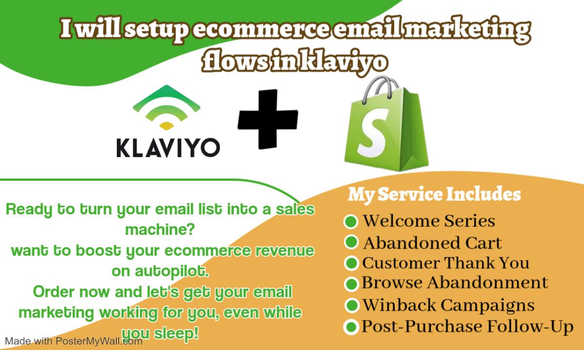 I will set up Shopify eCommerce Email Marketing with Klaviyo Flows