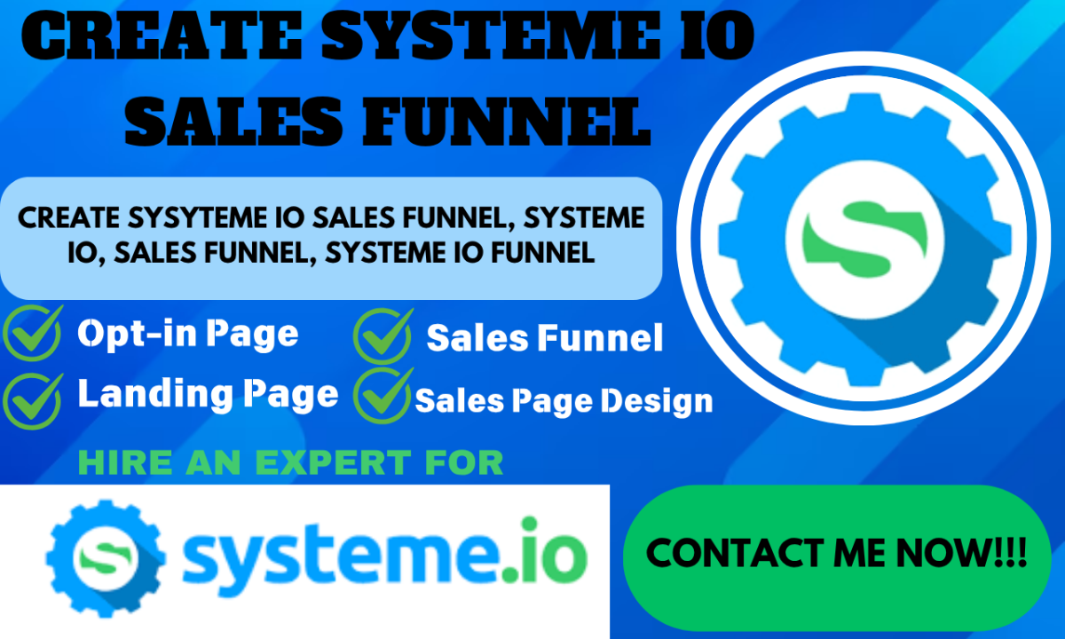 I will create Systeme IO sales funnel, Systeme IO, sales funnel, Systeme IO funnel