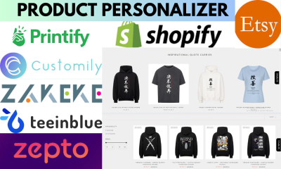 I will get product personalization setup on Teeinblue, Customily (2D & 3D models) on Zakeke