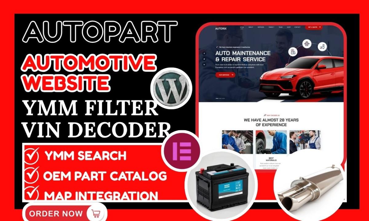 I will design auto part car accessories website car auto part Shopify store VIN API