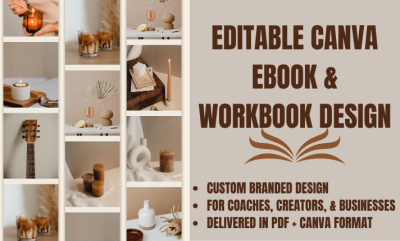 I will design a professional ebook or workbook in Canva with editable format
