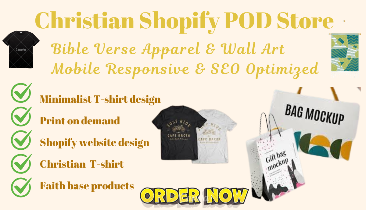 I Will Create and Promote Your Christian Shopify Store T-Shirt Apparel Faith-Based Store
