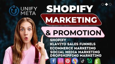 I will boost Shopify sales with Shopify dropshipping marketing, Shopify ads, sales funnel, and SEO