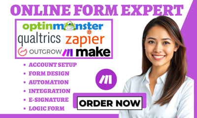 I will create OptinMonster, Survicate, Qualtrics, Instapage, Outgrow, Zapier & Make Automation