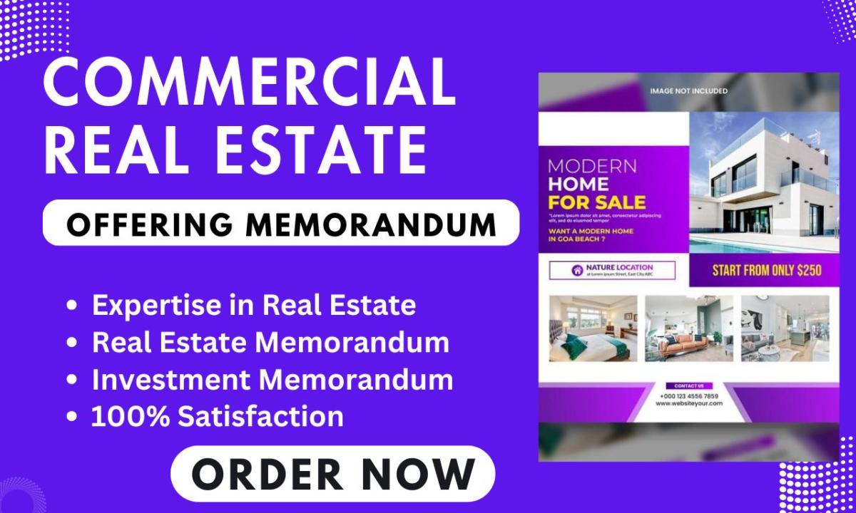 Design or Redesign Commercial Real Estate Offering Memorandum, Flyer, or Brochure