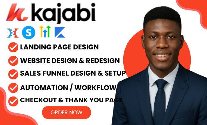 I will design Kajabi checkout page ClickFunnel Thinkific Teachable Podia Funnelish