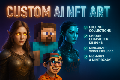 I will custom nft art character design ai art nft collections minecraft skins