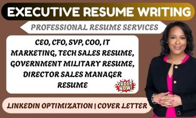 I will write executive resume federal resume writing cto coo cfo usajobs for all levels