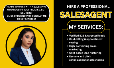 I Will Salesperson, Sales Agent, Virtual Assistant, Sales Rep, B2B Leads & Deal Closer