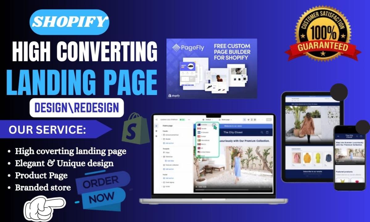 I will design landing page email marketing to your Shopify store via PageFly