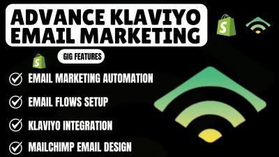 I will do Klaviyo Email Marketing, Mailchimp Email Design, Email Flows, Shopify Marketing
