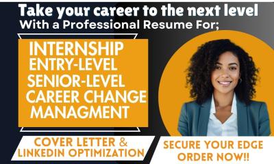 I Will Write Management, Internship, Entry Level, Senior Level and Career Change Resume