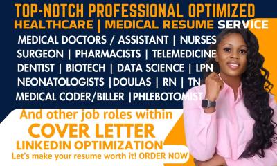I will write healthcare medical assistant doctor nurse pharmacist midwife doulas resume