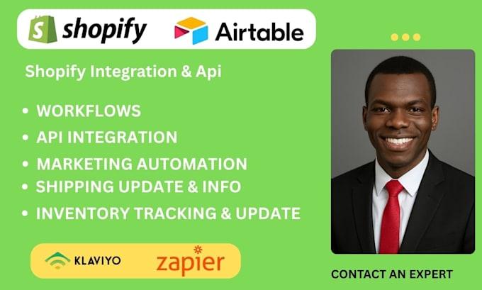 I will Shopify, Airtable, Klaviyo workflows using Zapier, Make