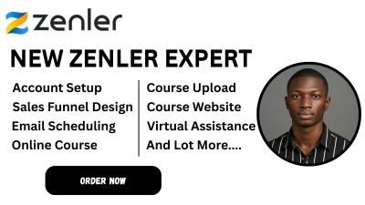 I will setup new Zenler course site funnels Zenler AI email automations Zenler
