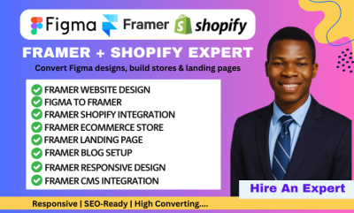 I will fix design, integrate Framer website, Figma to Framer landing page, Shopify, blog