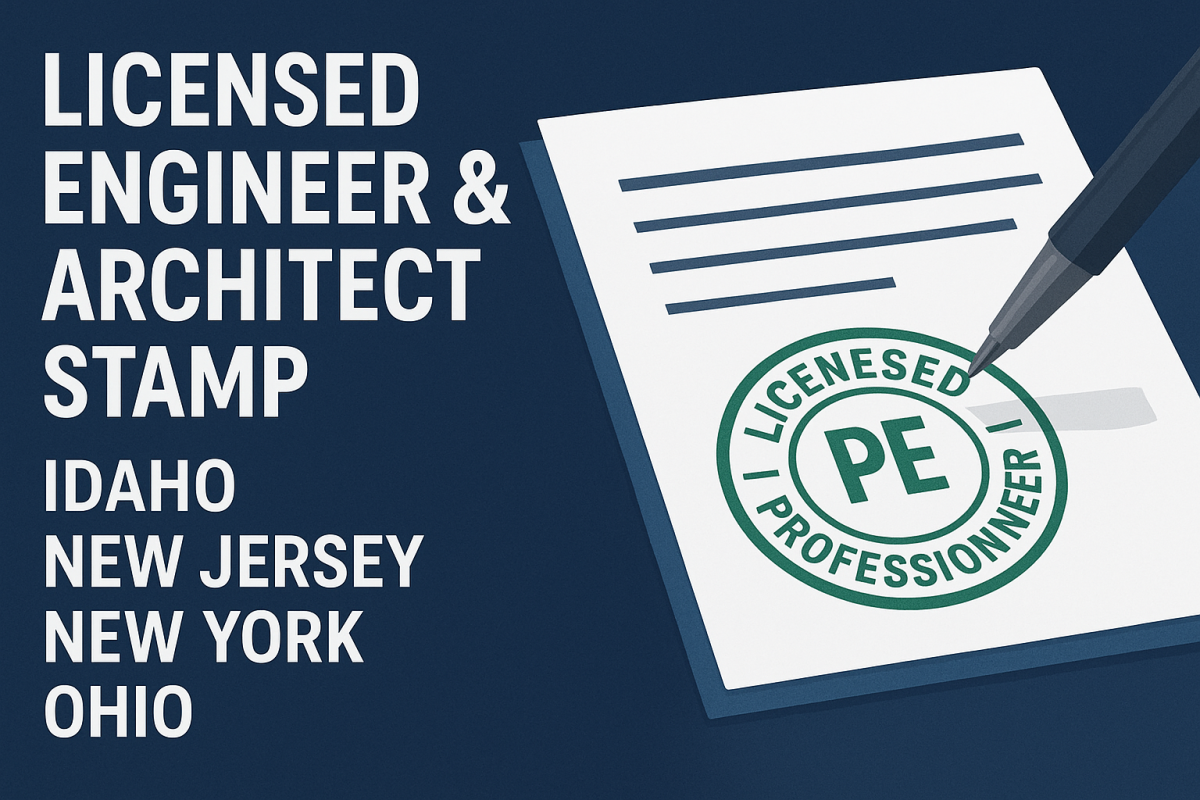 I will licensed engineer, architect stamp for Idaho, New Jersey, New York, Ohio PE stamp