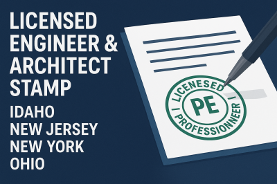 I will licensed engineer, architect stamp for Idaho, New Jersey, New York, Ohio PE stamp