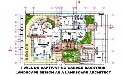 I will do captivating garden backyard landscape design as a landscape architect