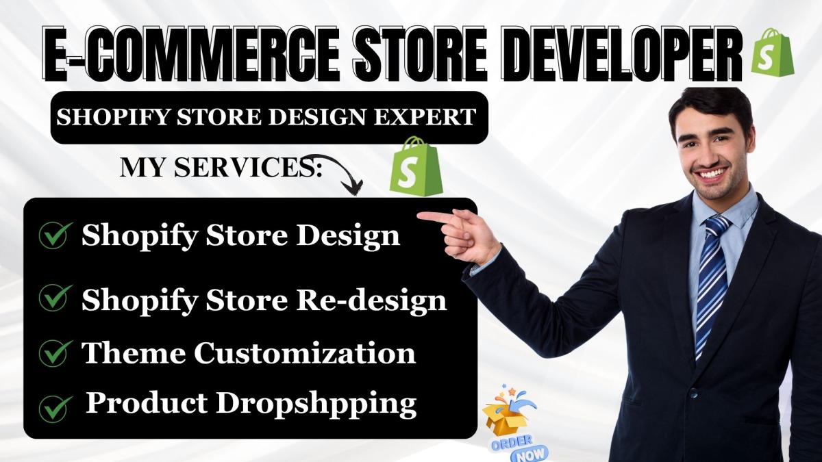 I will design and redesign Shopify store, Shopify dropshipping store, and Shopify website