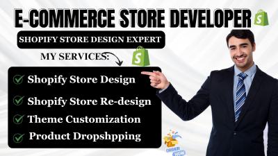 I will design and redesign Shopify store, Shopify dropshipping store, and Shopify website