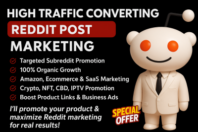 I will do Reddit post for Amazon ebook AI website crypto NFT product link ads marketing
